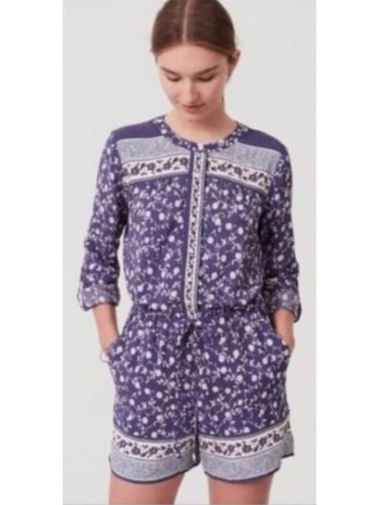 Ann Taylor LOFT Blue Green Floral Romper With Pockets - XS - Picture 11 of 11